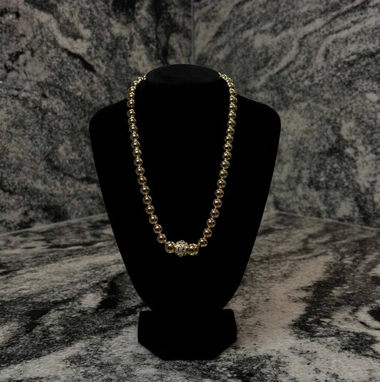 Collar Esferas Doradas con Cristales | Oro Laminado